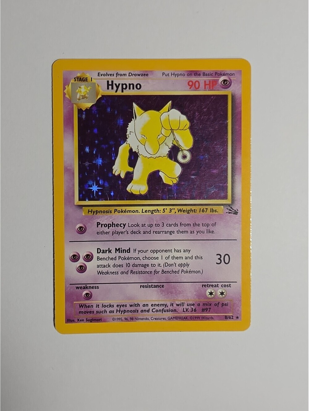 Hypno - 8/62 - Pokemon Fossil Unlimited Holo Rare Lightly Played